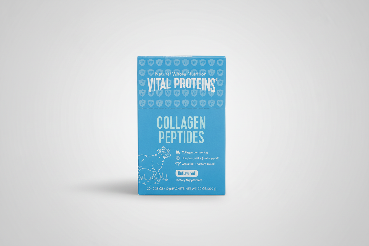 Box of Vital Proteins Collagen Peptides on a white background
