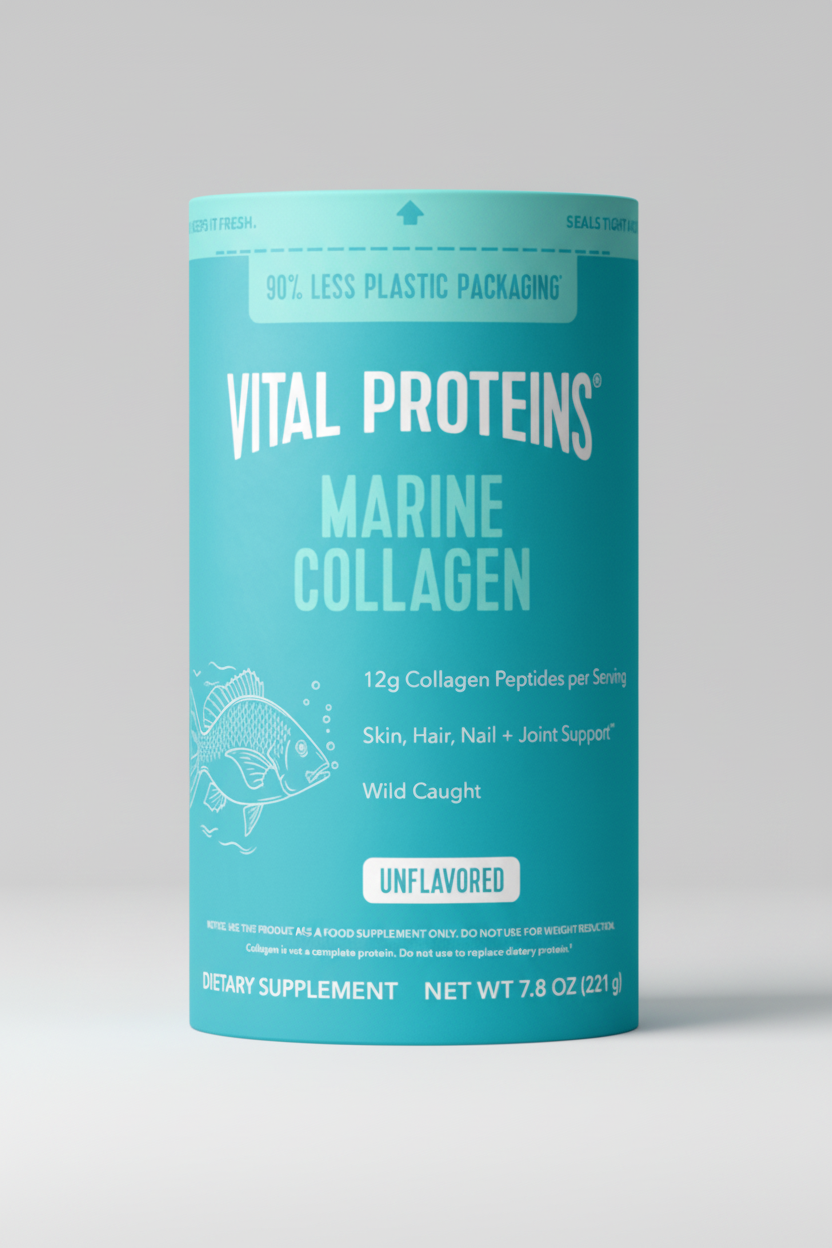 Vital Proteins Marine Collagen supplement packaging on a white background