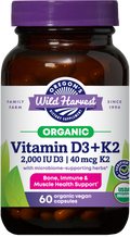 Oregon's Wild Harvest Vitamin D3 & K2 Organic 60 Capsules front