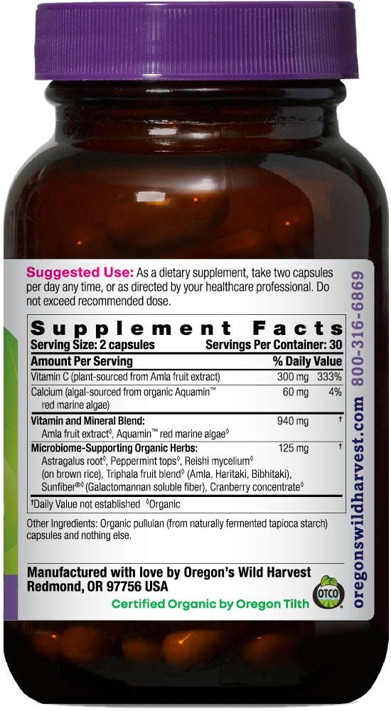 Oregon's Wild Harvest Vitamin C Organic 60 Capsules right side