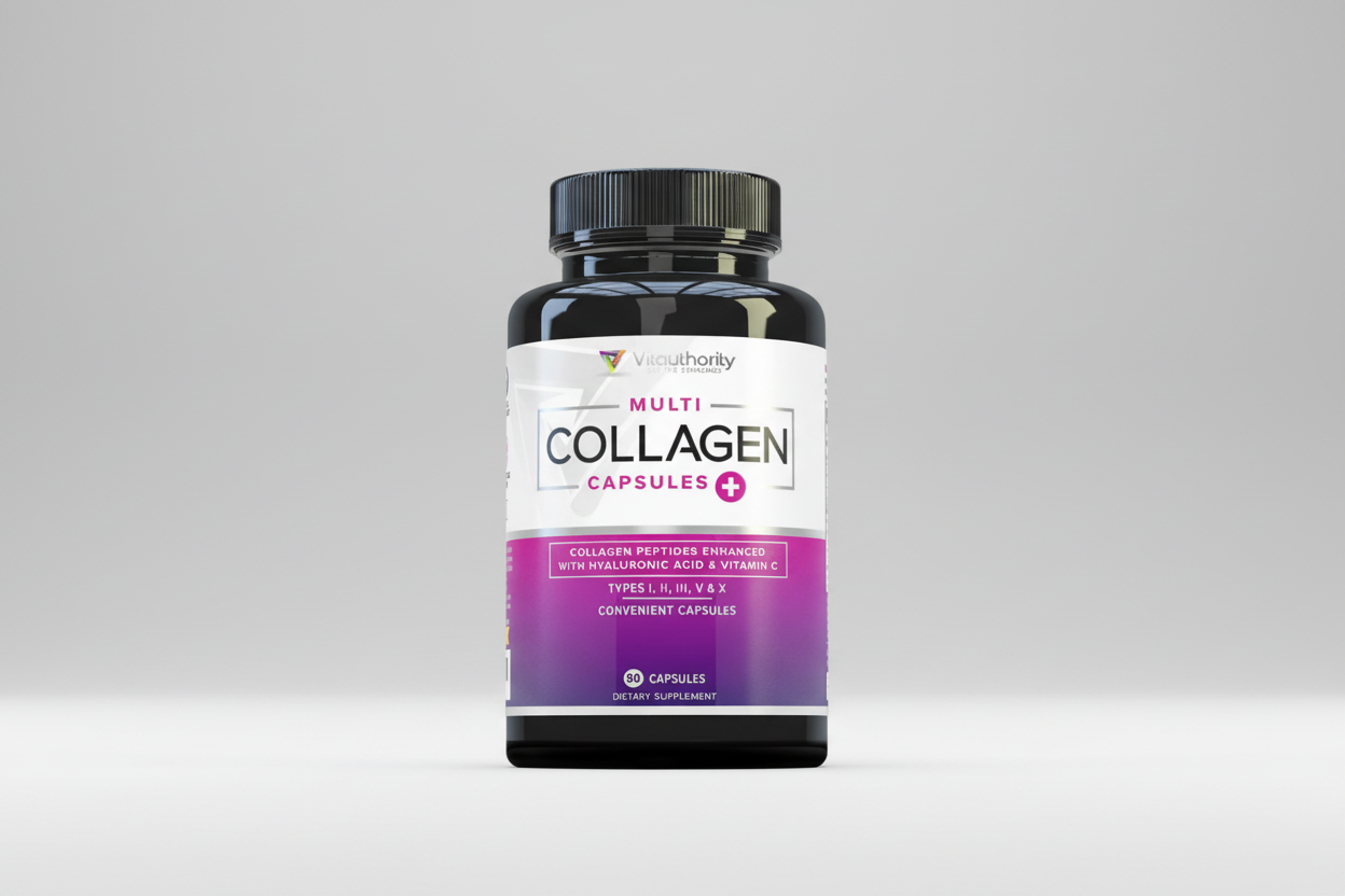 Vitauthority Multi Collagen Capsules bottle on a white background