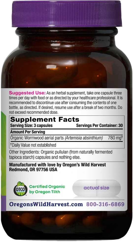 Oregon's Wild Harvest Wormwood 90 Capsules