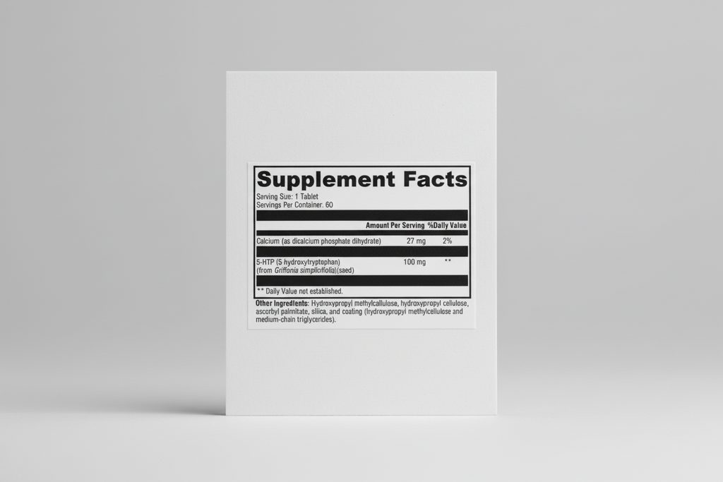 Supplement facts label with nutritional information on a black background