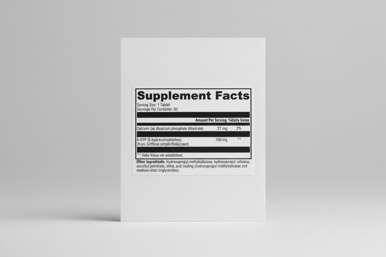 Supplement facts label with nutritional information on a black background