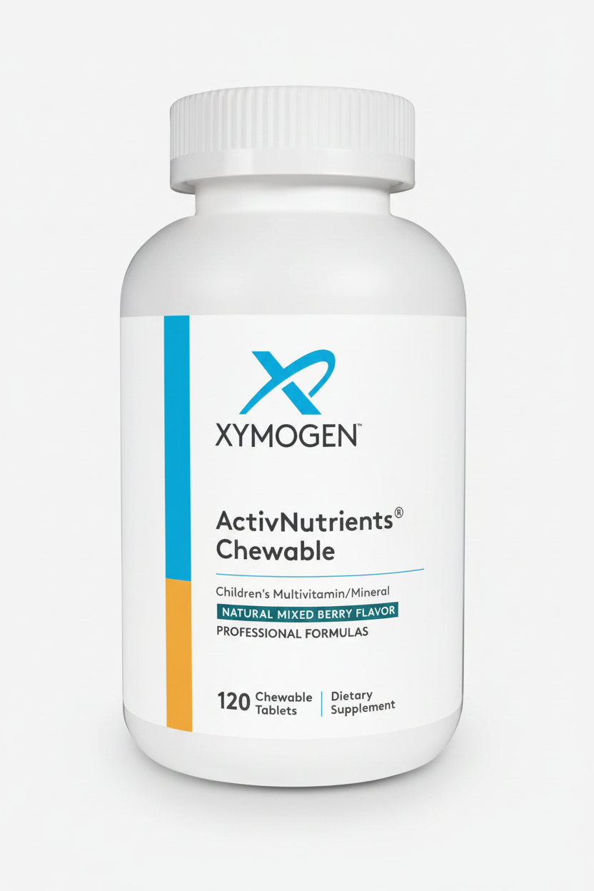 White bottle of Xymogen ActivNutrients Chewable on a white background
