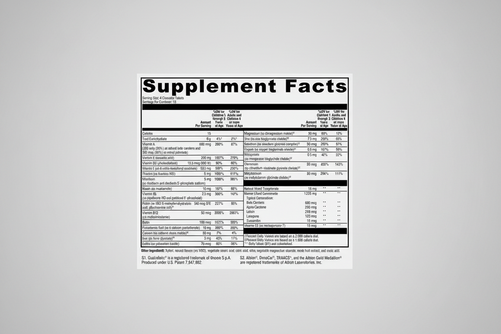Supplement facts label on a white background