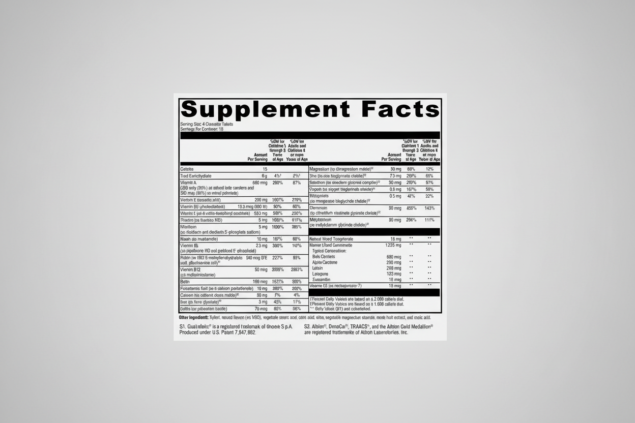 Supplement facts label on a white background