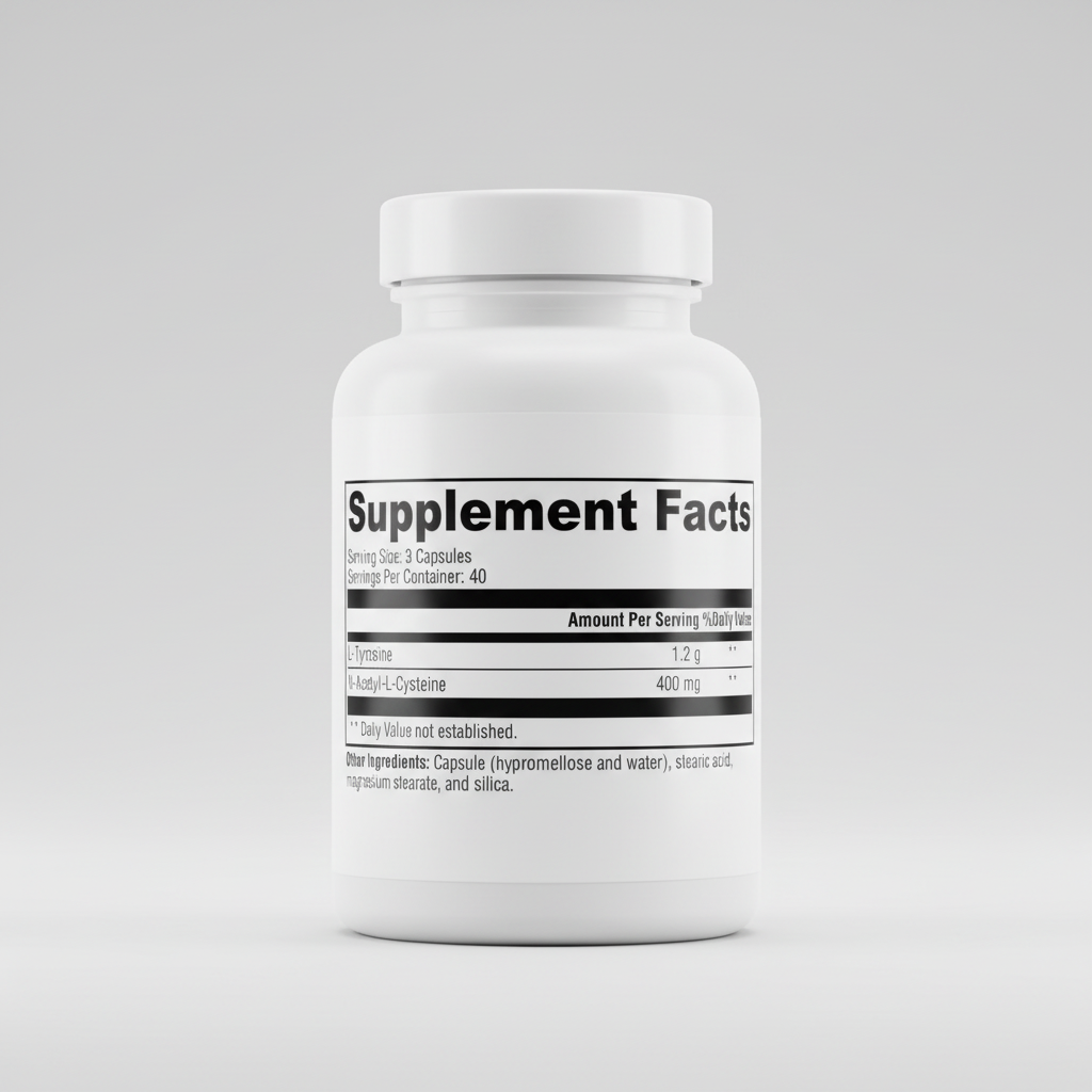 Supplement facts label with detailed nutritional information