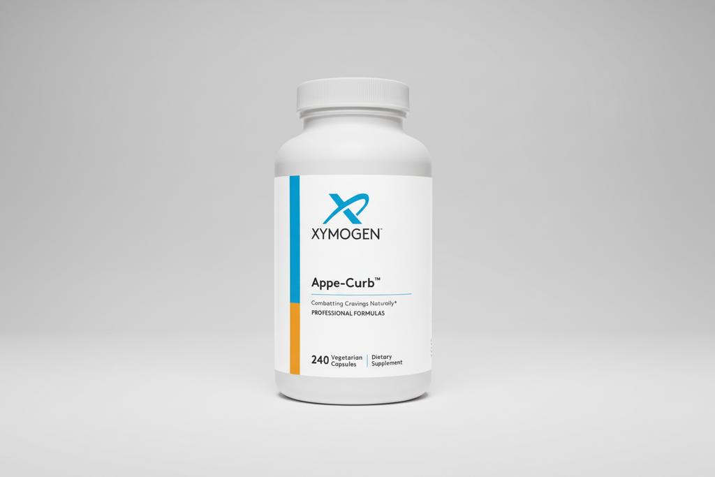 Xymogen Appe-Curb dietary supplement bottle on a white background
