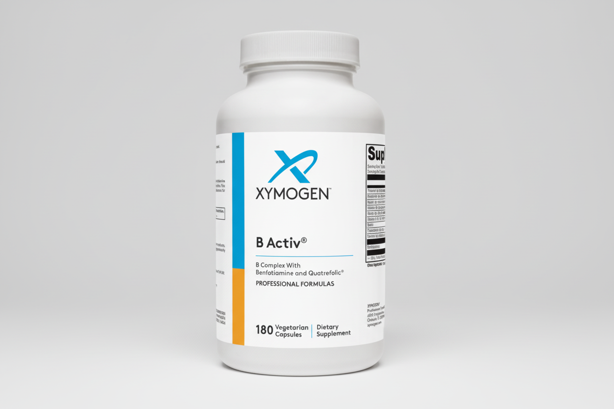 Xymogen B Activ dietary supplement bottle on a white background