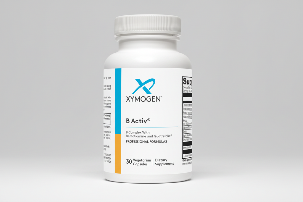 Xymogen B Activ dietary supplement bottle on a white background