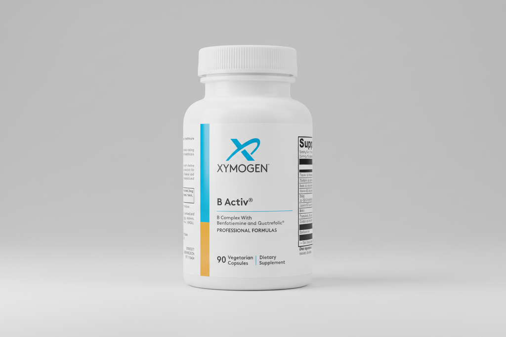 Xymogen B Activ dietary supplement bottle on a white background