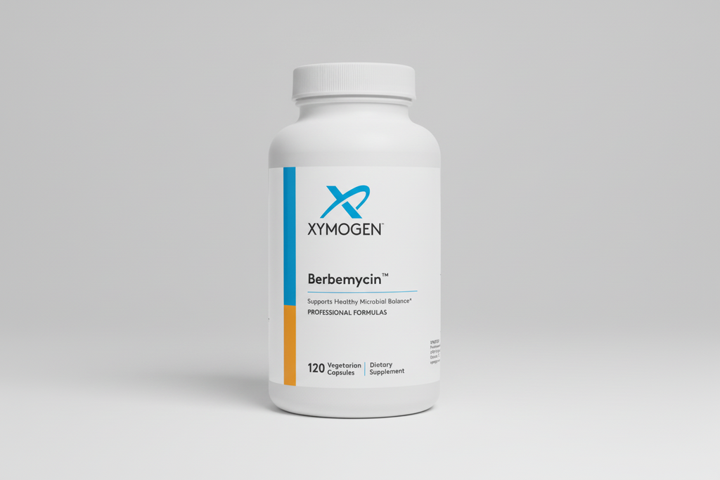 Xymogen Berbemycin dietary supplement bottle on a white background