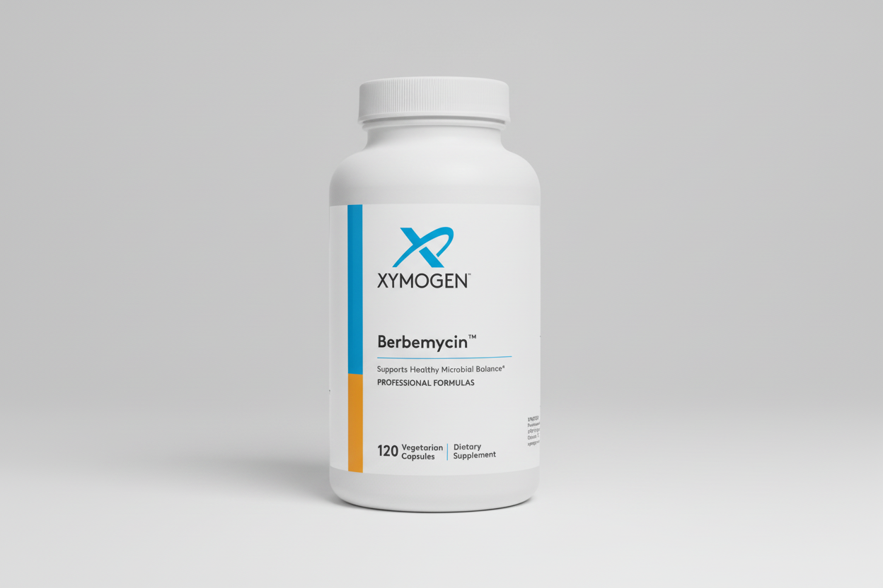 Xymogen Berbemycin dietary supplement bottle on a white background