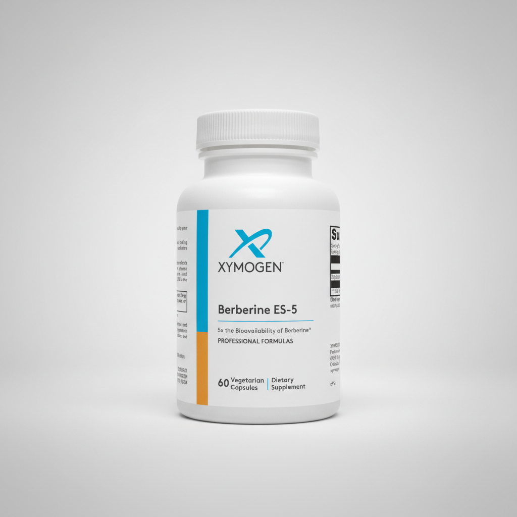 Xymogen Berberine ES-5 dietary supplement bottle on a white background