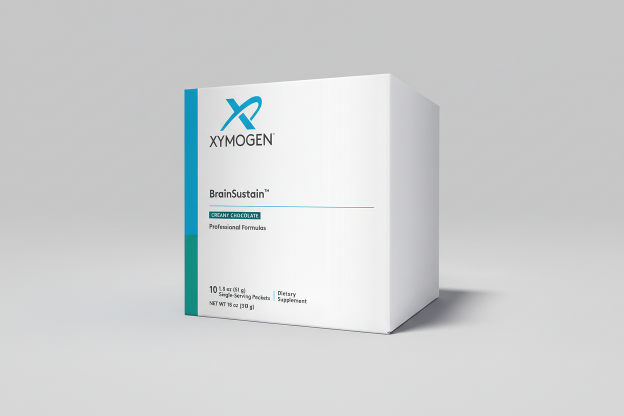 Xymogen BrainSustain dietary supplement box on a white background