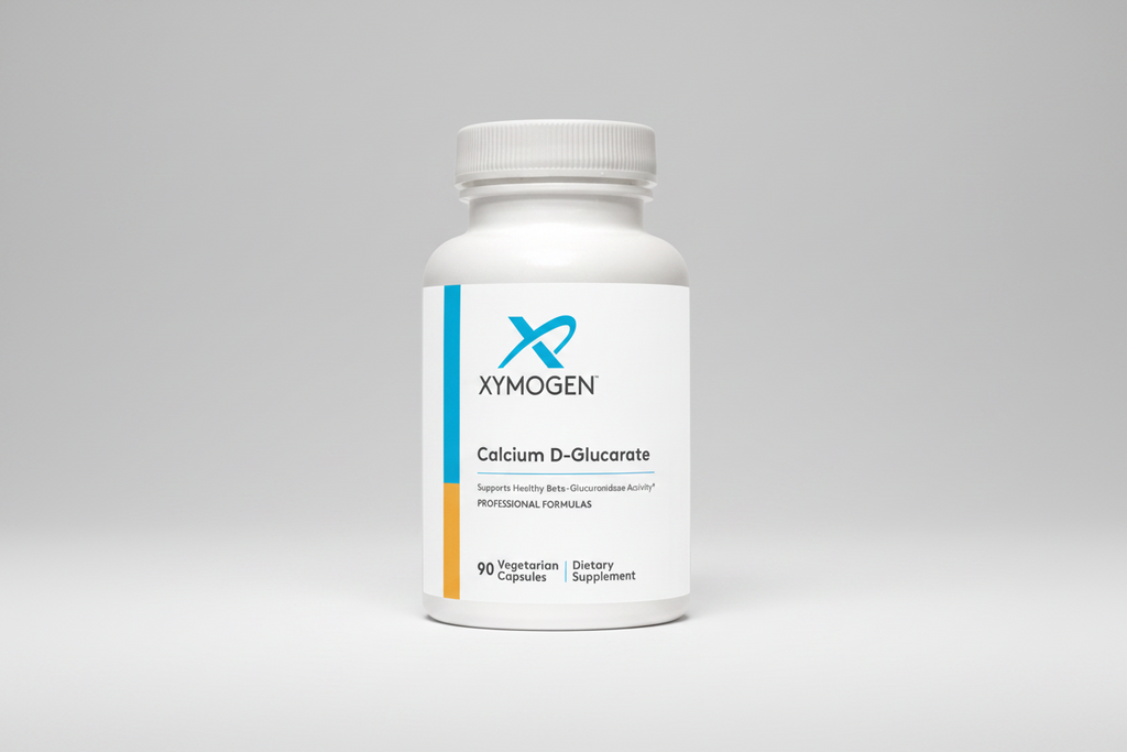 Xymogen Calcium D-Glucarate dietary supplement bottle on a white background