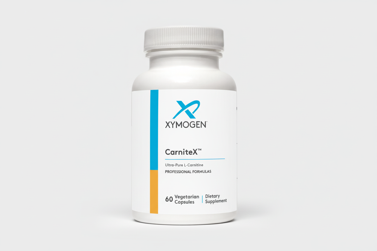 Xymogen CarniteX dietary supplement bottle on a white background