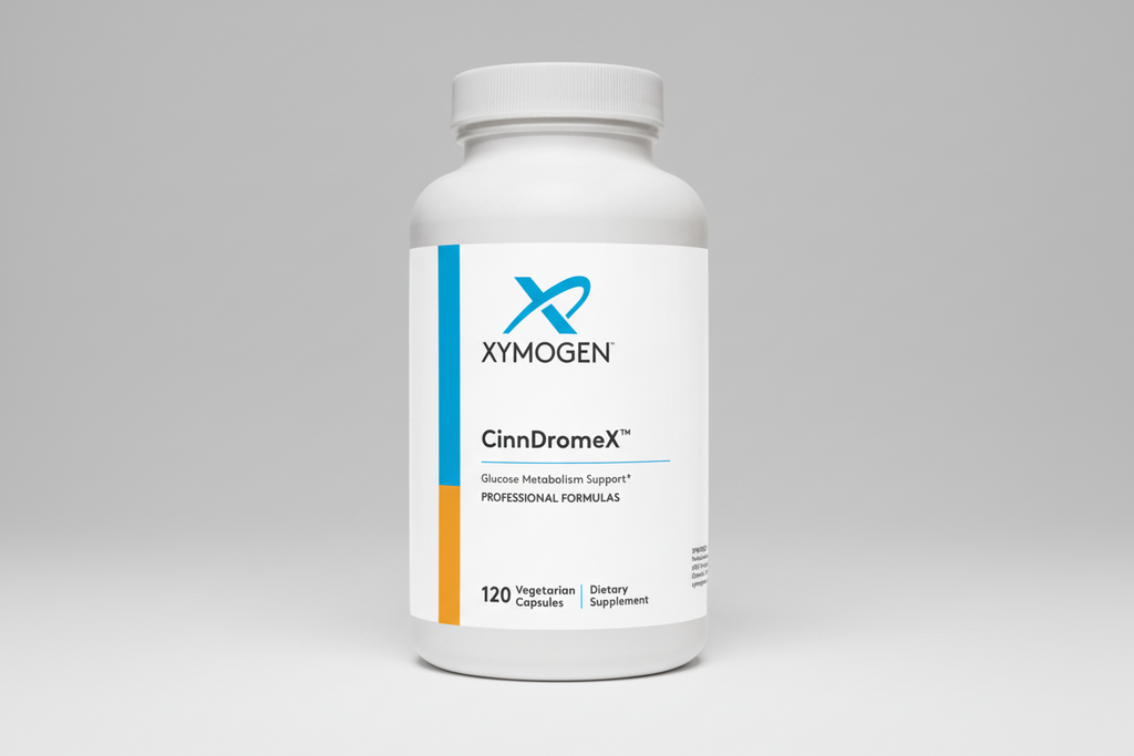 Supplement bottle labeled 'Xymogen ALAmax Protect' on a white background