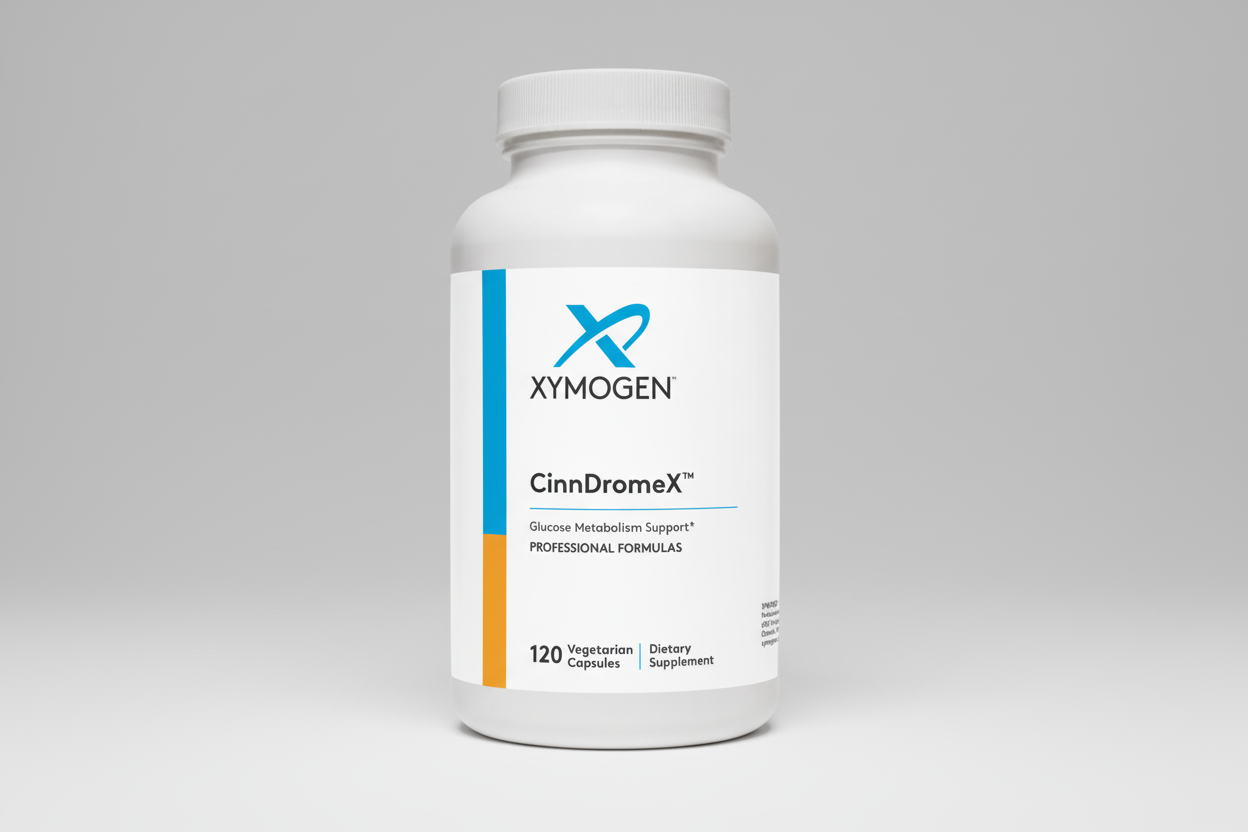 Supplement bottle labeled 'Xymogen ALAmax Protect' on a white background