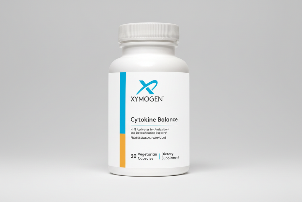 Xymogen Cytokine Balance dietary supplement bottle on a white background