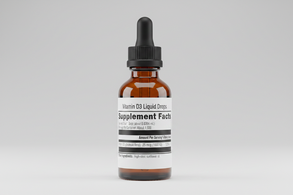 Supplement facts label for a product with vitamin D3 and high-oleic sunflower oil.
