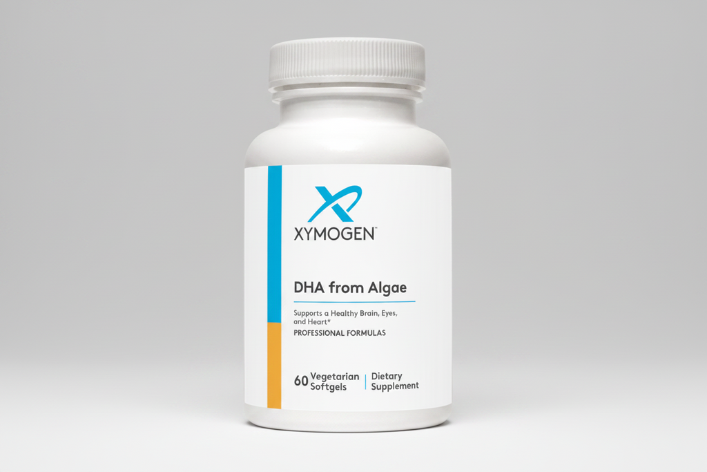 Supplement bottle labeled 'Xymogen Ashwagandha 35' on a white background