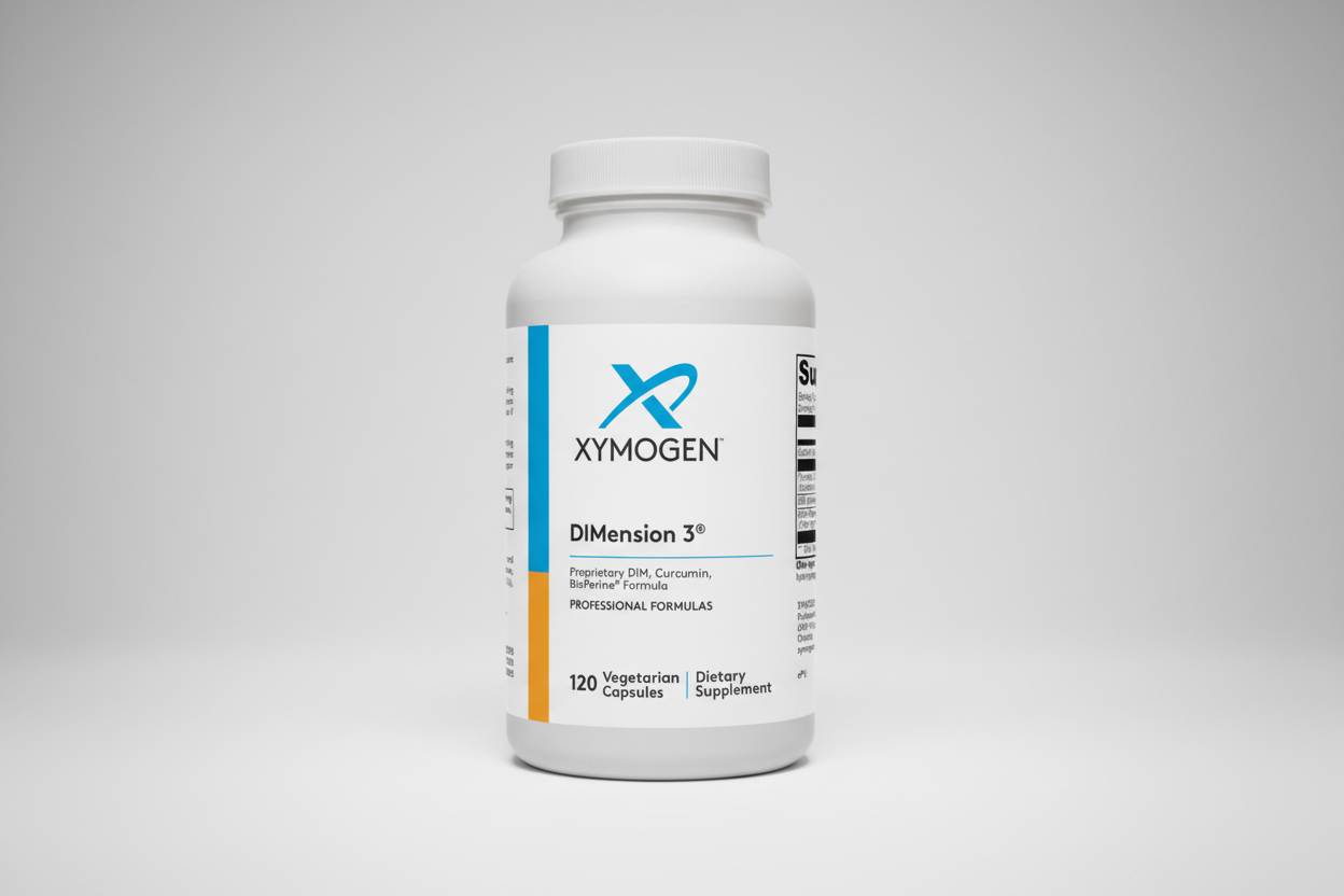 Xymogen DIMension 3 dietary supplement bottle on a white background