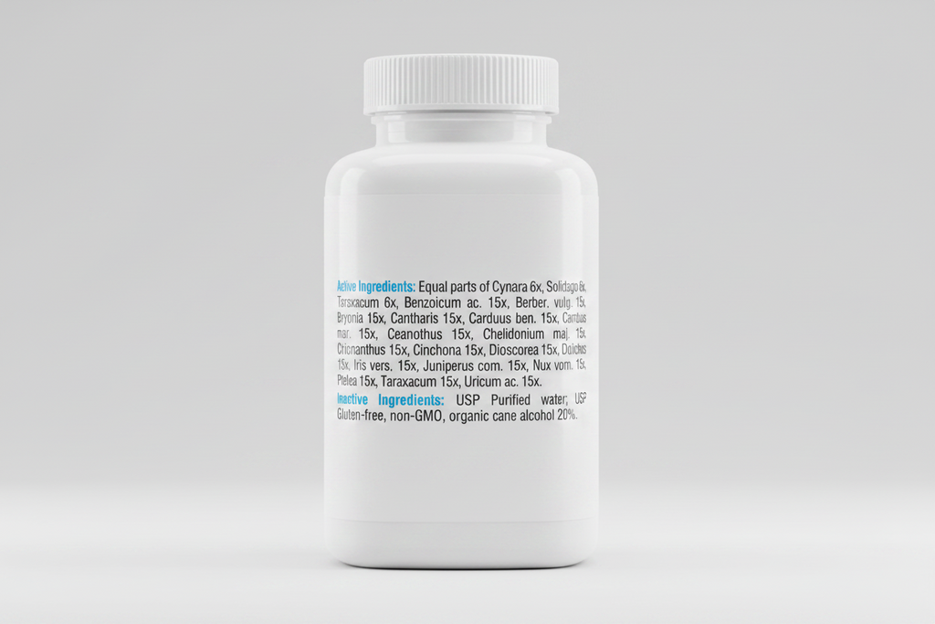 List of active and inactive ingredients on a white background