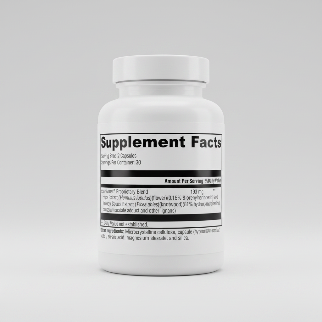 Supplement facts label with detailed ingredient information on a white background