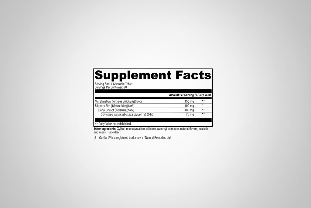 Supplement facts label with black text on a white background