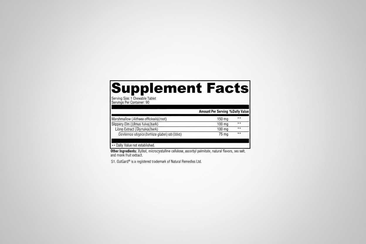 Supplement facts label with black text on a white background