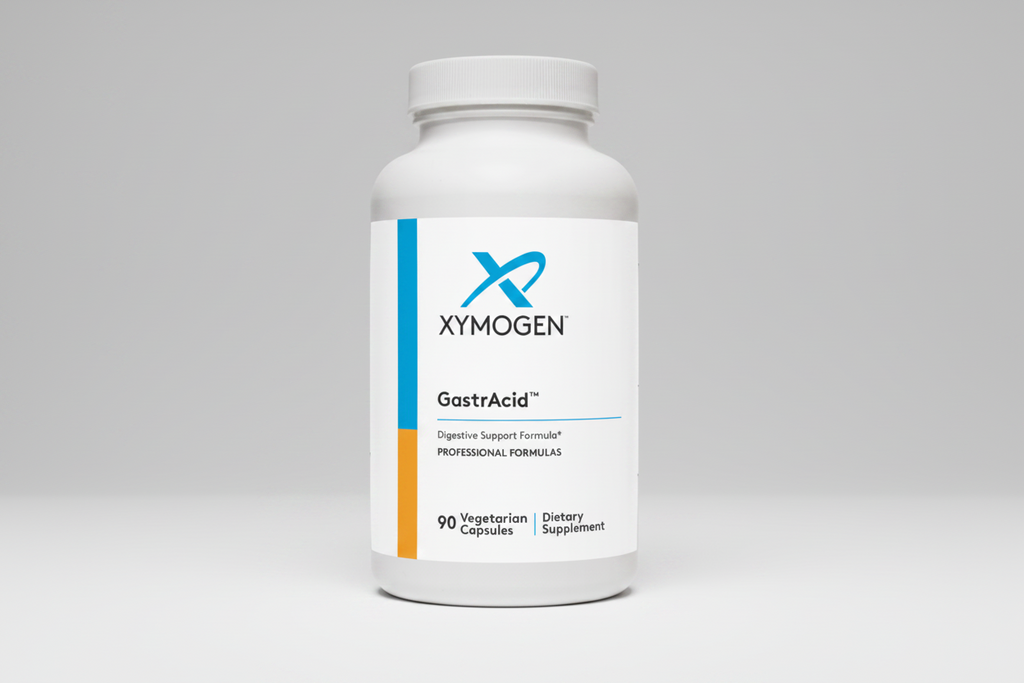 Xymogen GastrAcid dietary supplement bottle on a white background