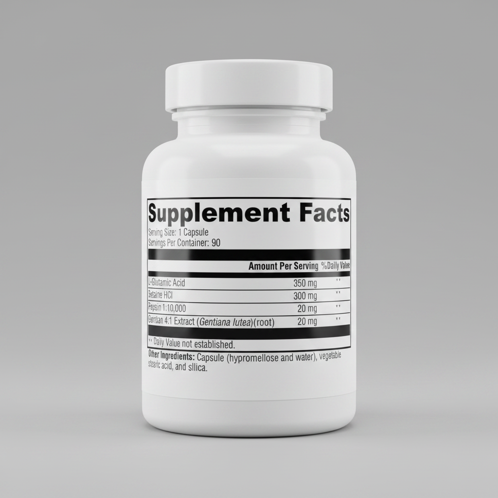 Supplement facts label with detailed nutritional information on a white background