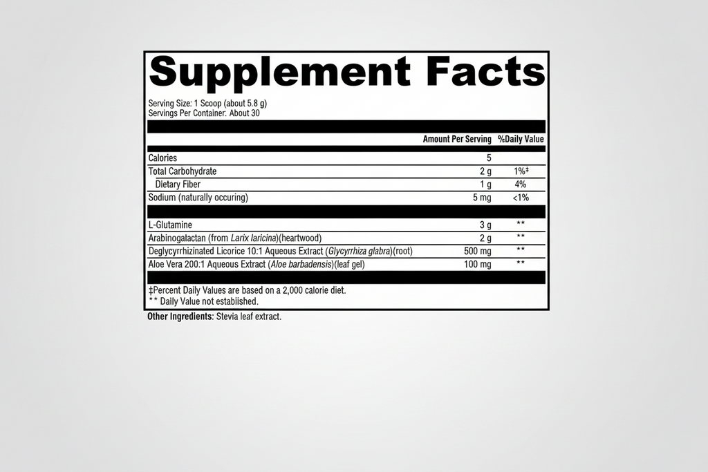 Supplement facts label with black text on a white background