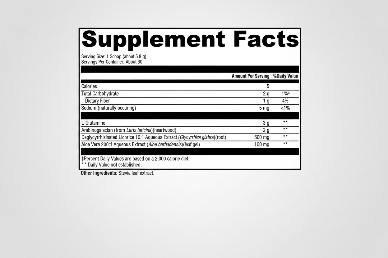 Supplement facts label with black text on a white background