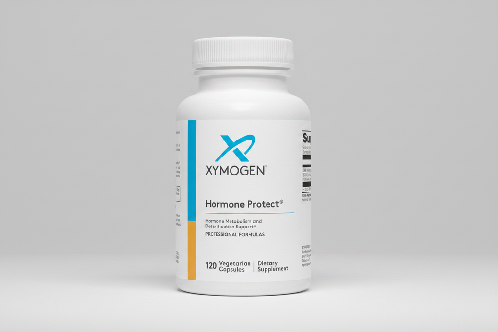 Xymogen Hormone Protect dietary supplement bottle on a white background