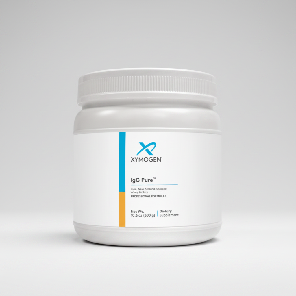 Xymogen IgG Pure supplement container on a white background