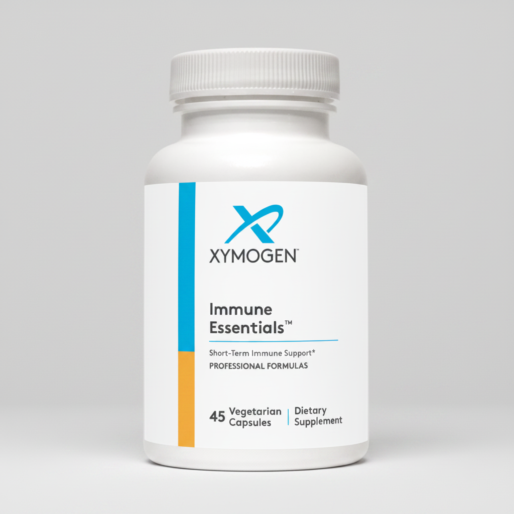 Xymogen Immune Essentials dietary supplement bottle on a white background