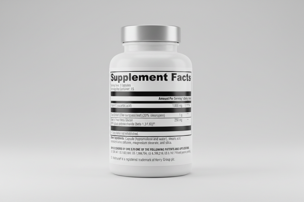 Supplement facts label with black text on a white background