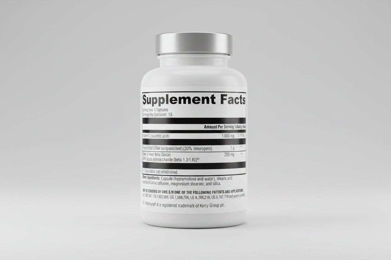 Supplement facts label with black text on a white background