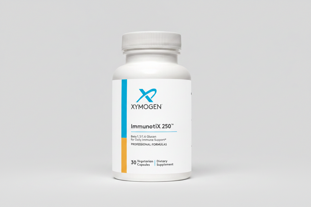 Supplement bottle labeled 'Xymogen Ashwagandha 35' on a white background