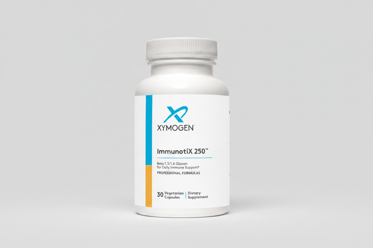 Supplement bottle labeled 'Xymogen Ashwagandha 35' on a white background