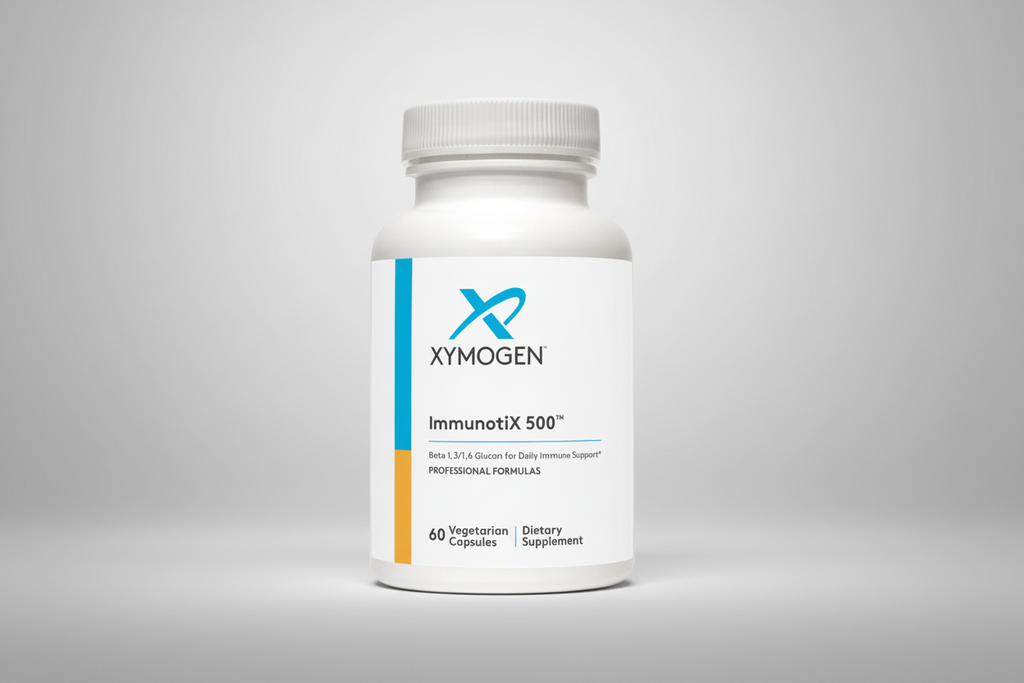Xymogen ImmunotiX 500 dietary supplement bottle on a white background