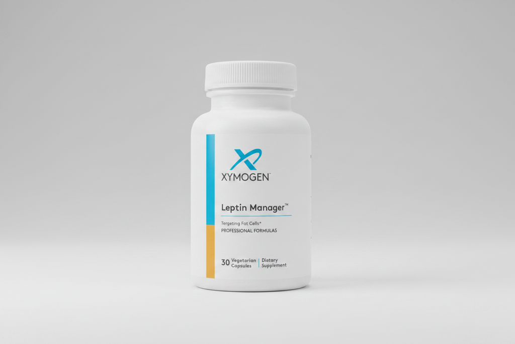 Xymogen Leptin Manager dietary supplement bottle on a white background