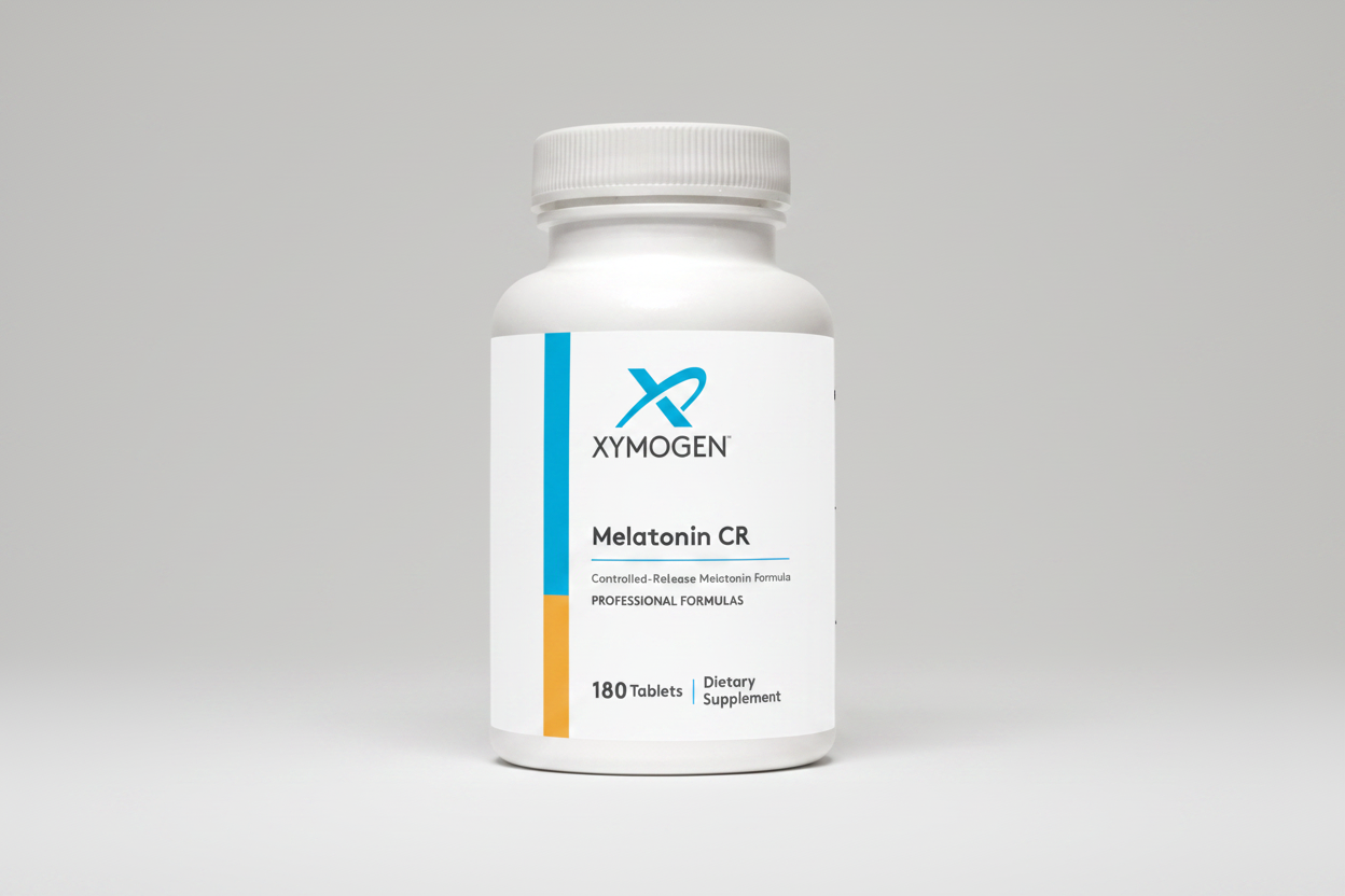 Xymogen Melatonin CR supplement bottle on a white background