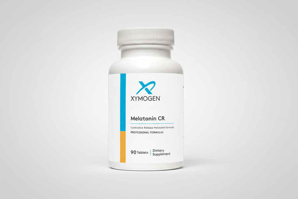 Xymogen Melatonin CR supplement bottle on a white background