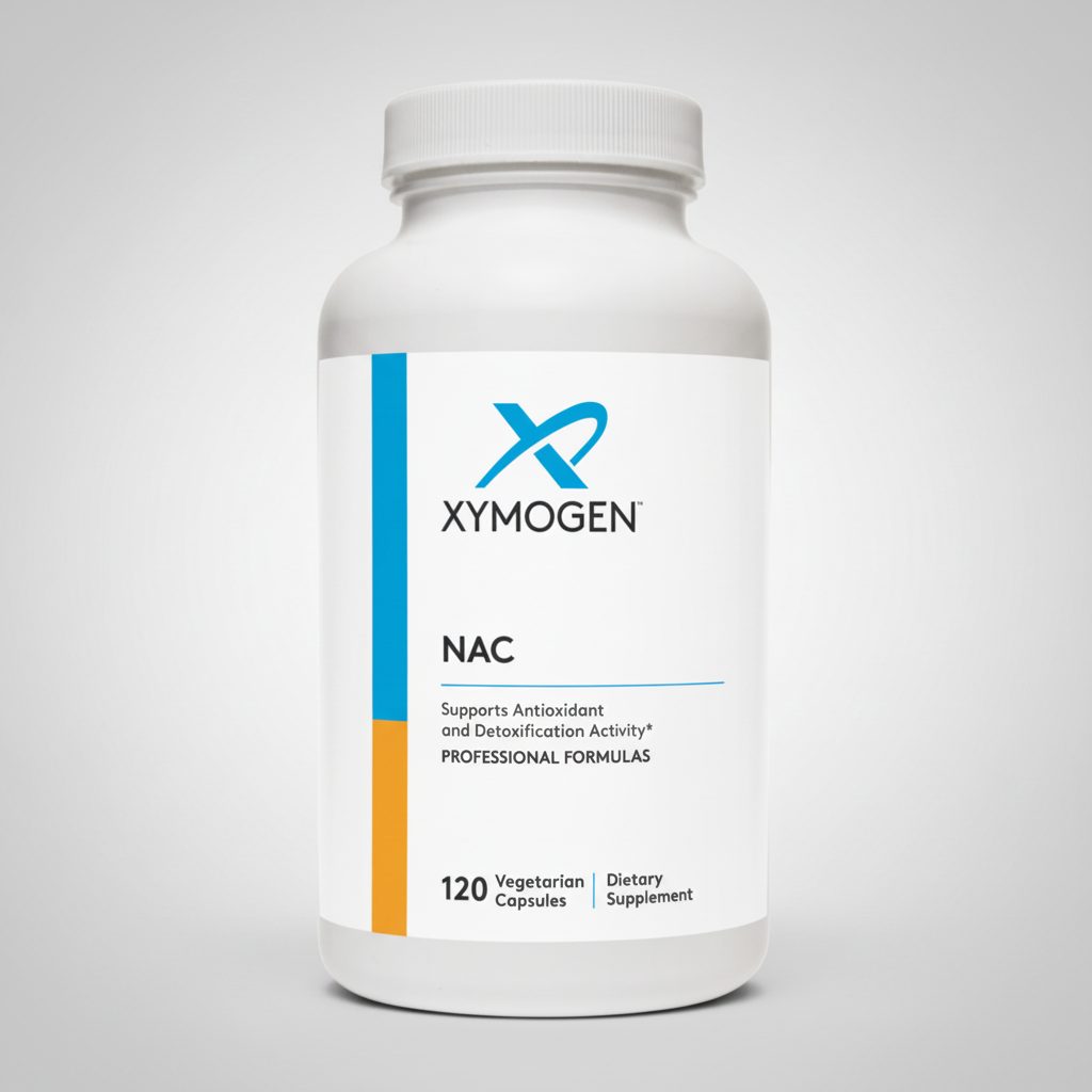 Xymogen NAC supplement bottle on a white background