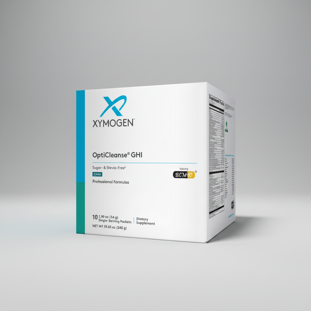 Xymogen OptiCleanse GHI dietary supplement box on a white background