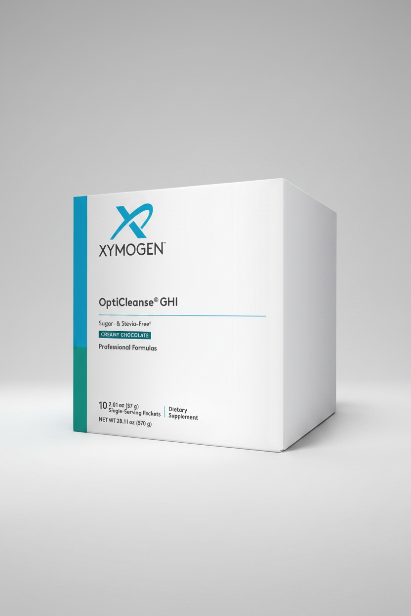 Xymogen OptiCleanse GHI dietary supplement box on a white background